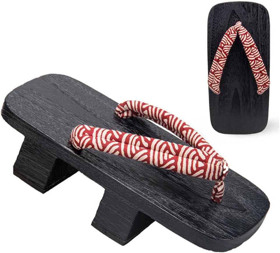 

Вьетнамки Японские деревянные сабо сандалии Япония традиционная обувь Гета, китайский стиль дракон цветочные летние тапочки, деревянные сабо с двойными зубцами, мужские высокие каблуки Chewyz, красный