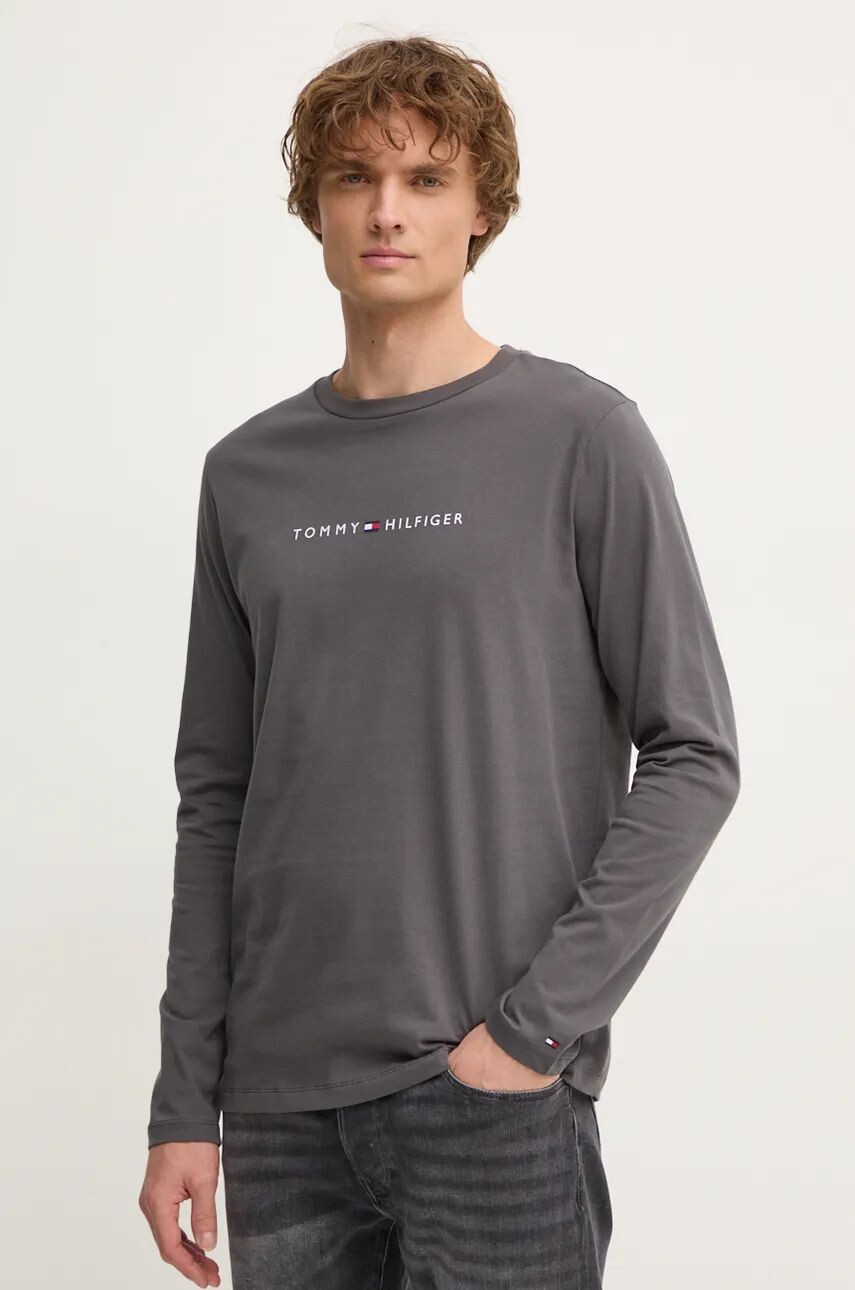 

Хлопковый топ Tommy Hilfiger с длинными рукавами, серый