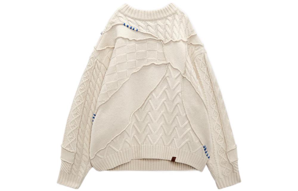 

Вязаный свитер свободного кроя в стиле пэчворк от X Zara ADER ERROR, бежевый