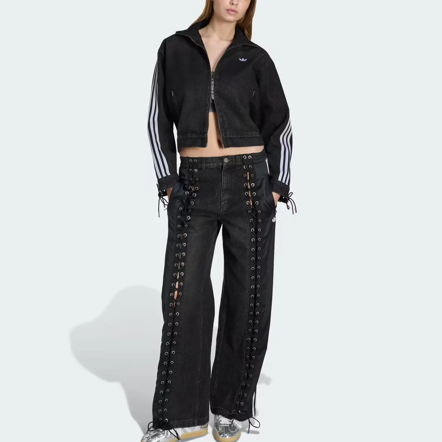 Джинсовая куртка FB с завязками, женская Adidas Originals, черный — фото 3