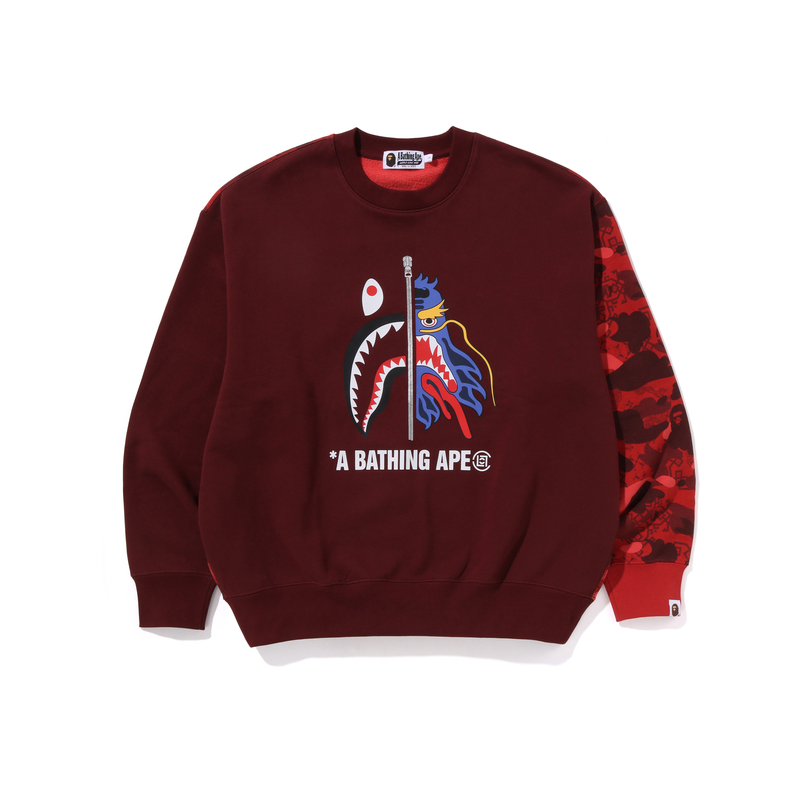 

Bape X Clot камуфляжная акула толстовка A BATHING APE, красный
