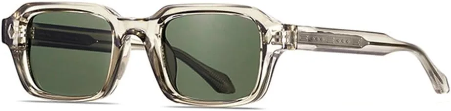 

Мужские солнцезащитные очки в стиле ретро прямоугольной формы, панк-очки, защита от ультрафиолета UV400, солнцезащитные очки с заклепками HCPIHF, Champagne Dark Green