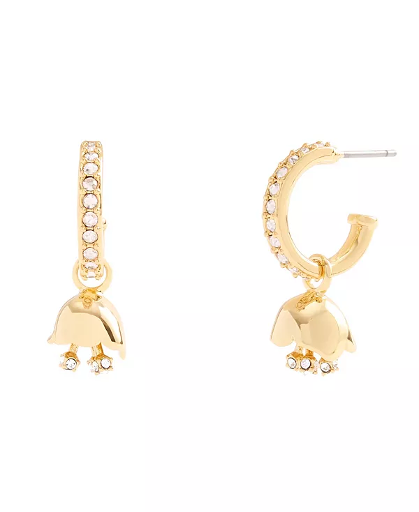 

Серьги-Кольца с искусственными камнями и цветами Coach, gold