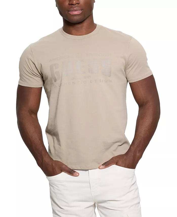 

Мужская футболка с логотипом Relaxed Fit с коротким рукавом и круглым вырезом GUESS, коричневый/бежевый