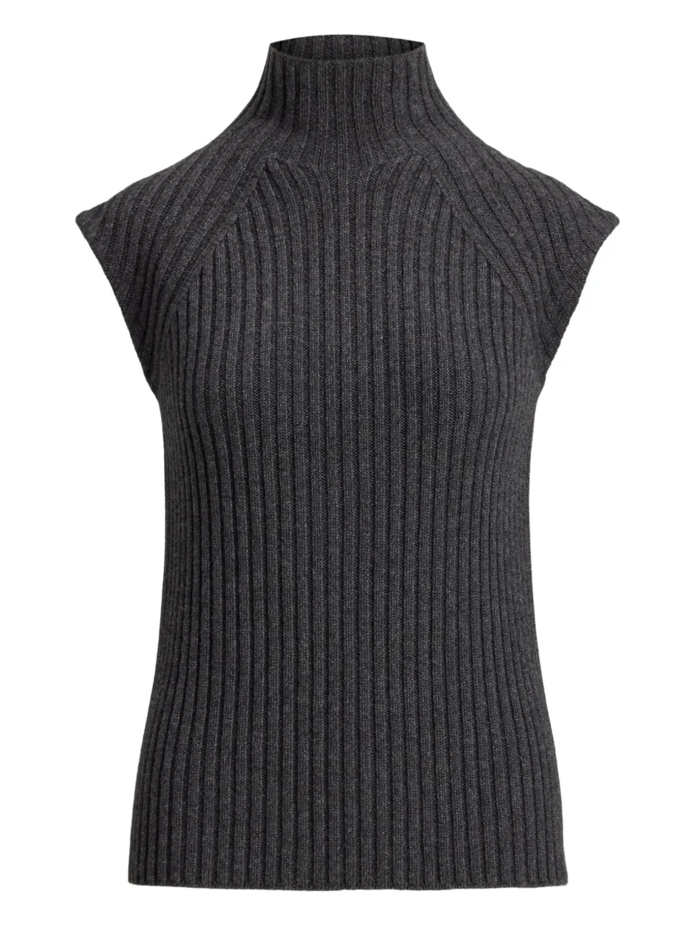 

Топ в рубчик с высоким воротником Ralph Lauren Collection, серый