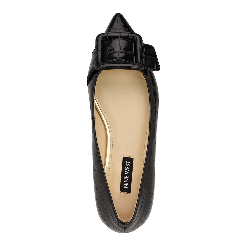 Женские туфли без шнуровки с острым носком Nine West Jesike на плоской подошве, цвет Black Suede — фото 4