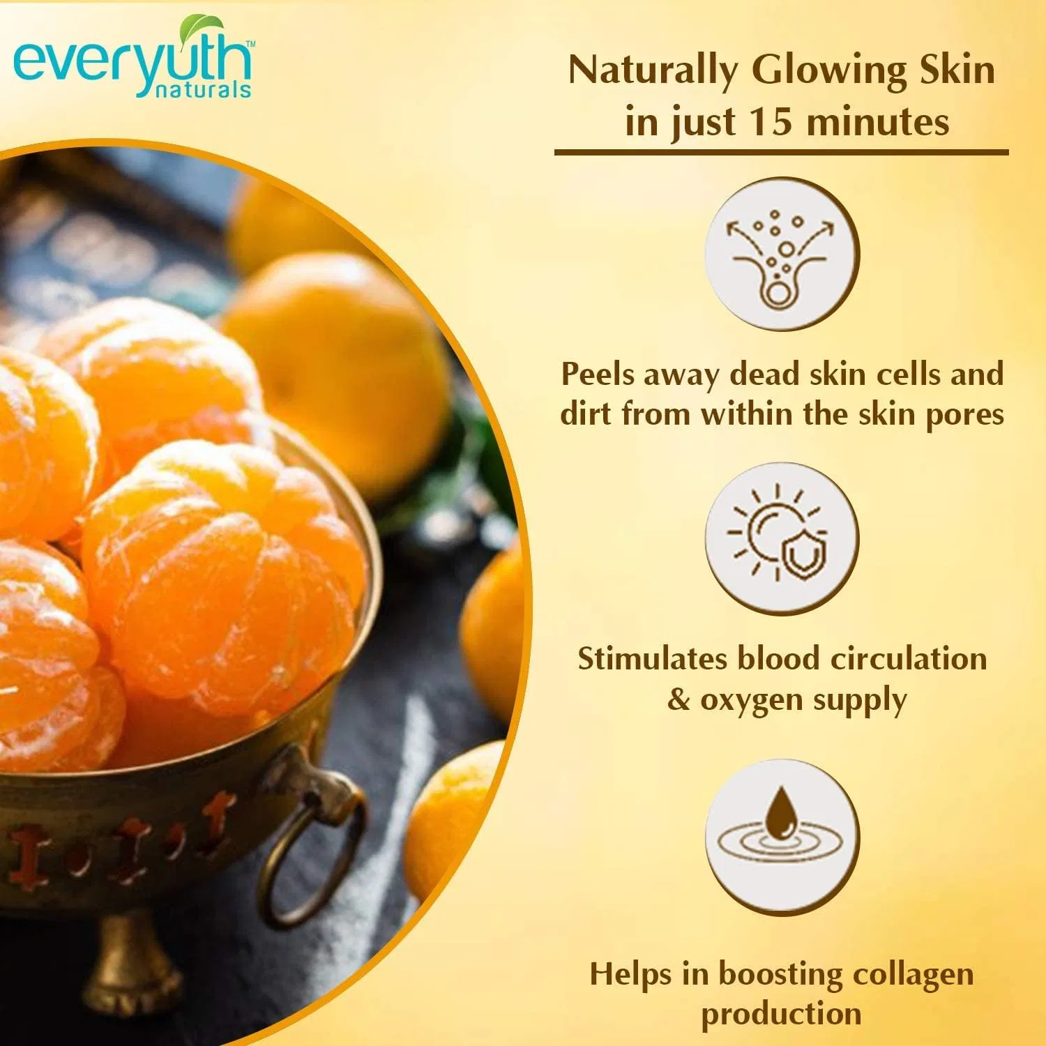 Маска для лица Everyuth — Naturals Advanced Golden Glow с 24K золотом, 90 г — фото 3