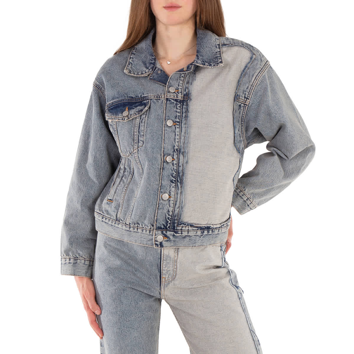 

Куртка джинсовая с классическим воротником MM6, светло-голубой