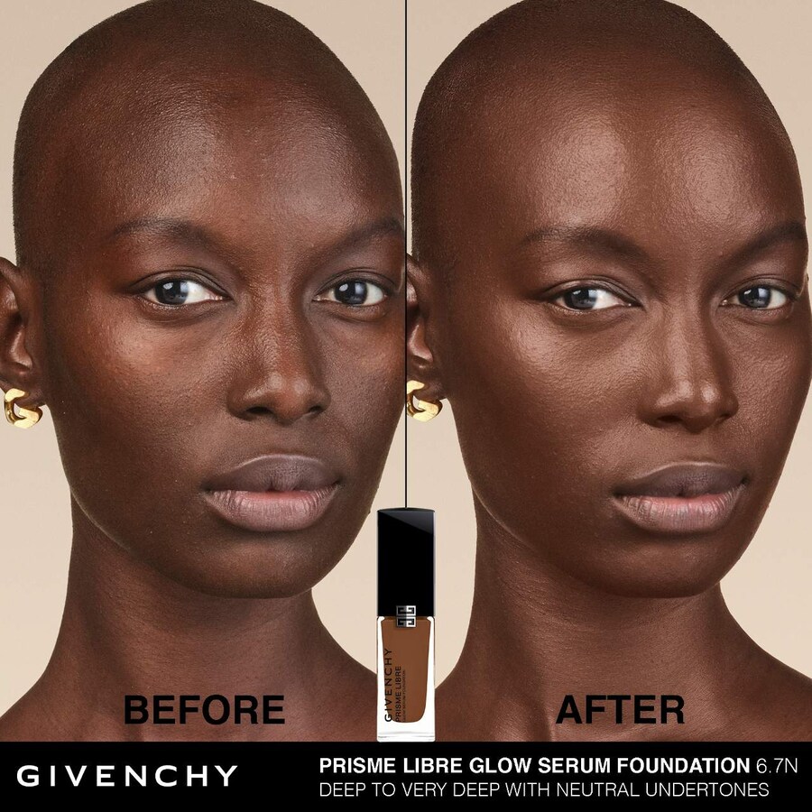 Тональная основа Prisme Libre Glow Serum с эффектом разглаживания и естественным финишем Givenchy, 1 oz /30 ml, 6.7N — фото 2