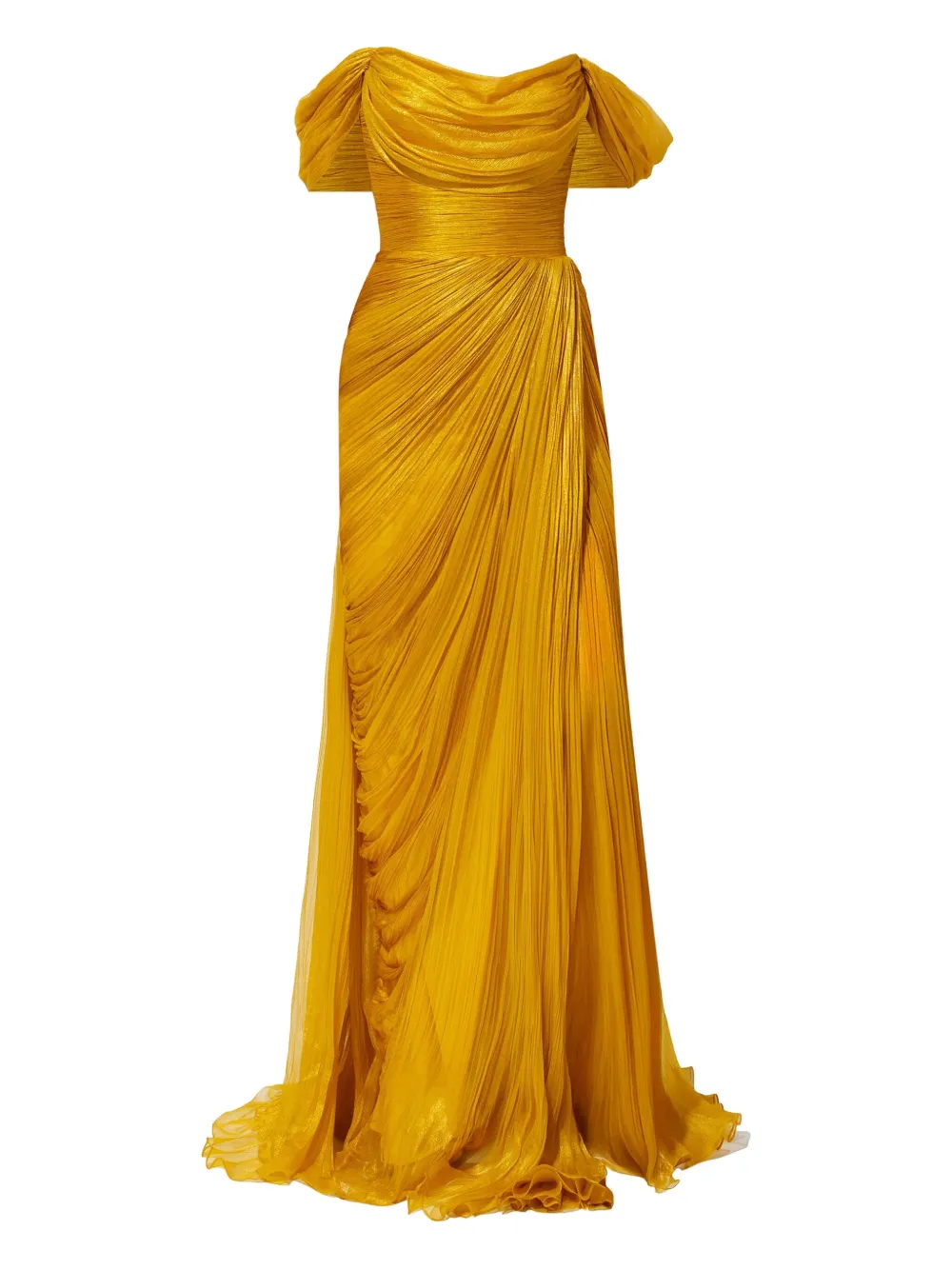 

Плиссированное платье с открытыми плечами Iris Serban, золотой