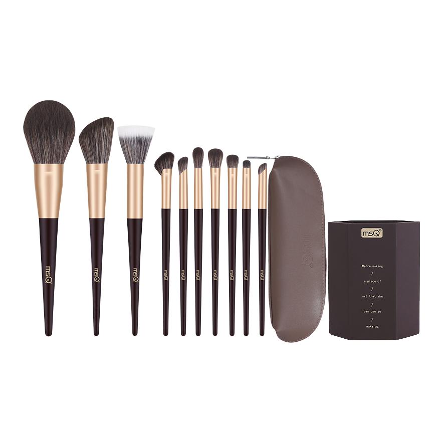 

Обновленный набор из 10 светящихся кистей для макияжа для начинающих портативный мягкий комфортный для кожи с кейсом для контуринга MSQ
