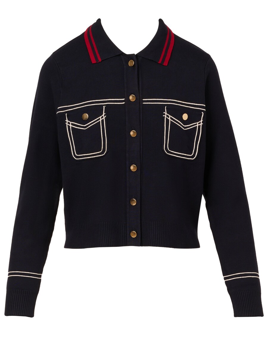 

Межсезонная куртка Adrianna Papell Long Sleeve Cropped Button Down Tipped Sweater Jacket, темно-синий