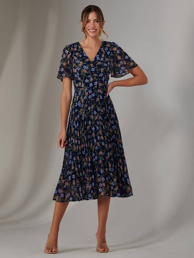 

Цветочное плиссированное миди-платье Jolie Moi, Navy Blue Multi