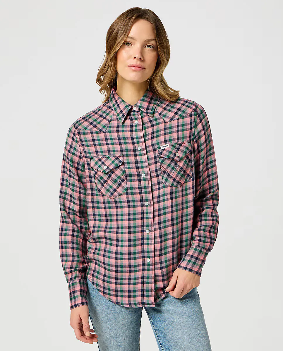 

Женская рубашка с длинным рукавом и клетчатым принтом Wrangler, розовый