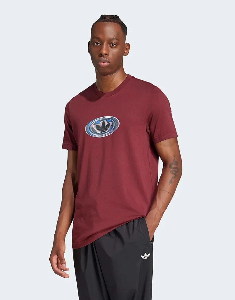 

Футболка с логотипом Adidas originals 90-х годов в темно-красном цвете