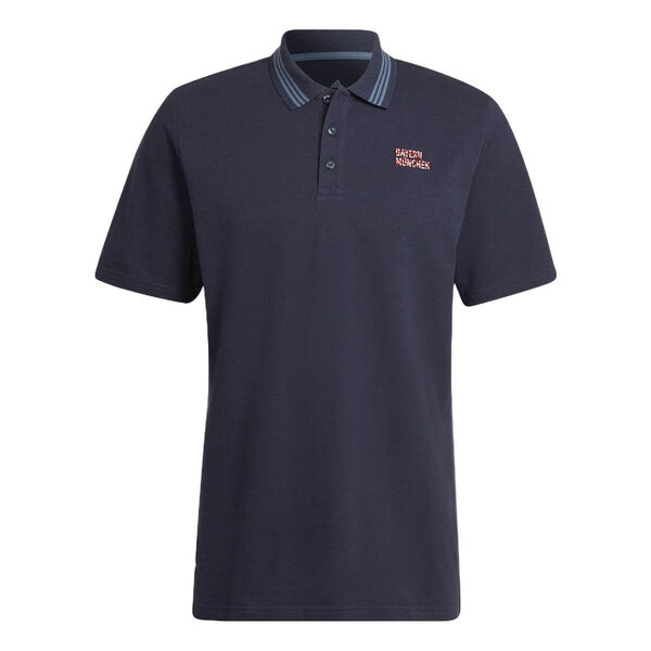

Футболка adidas Bayern Munich Black Solid Color Stripe Casual Short Sleeve Polo Shirt Navy Blue, мультиколор