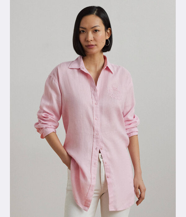 

Льняная рубашка Oversize fit Lauren Ralph Lauren, розовый