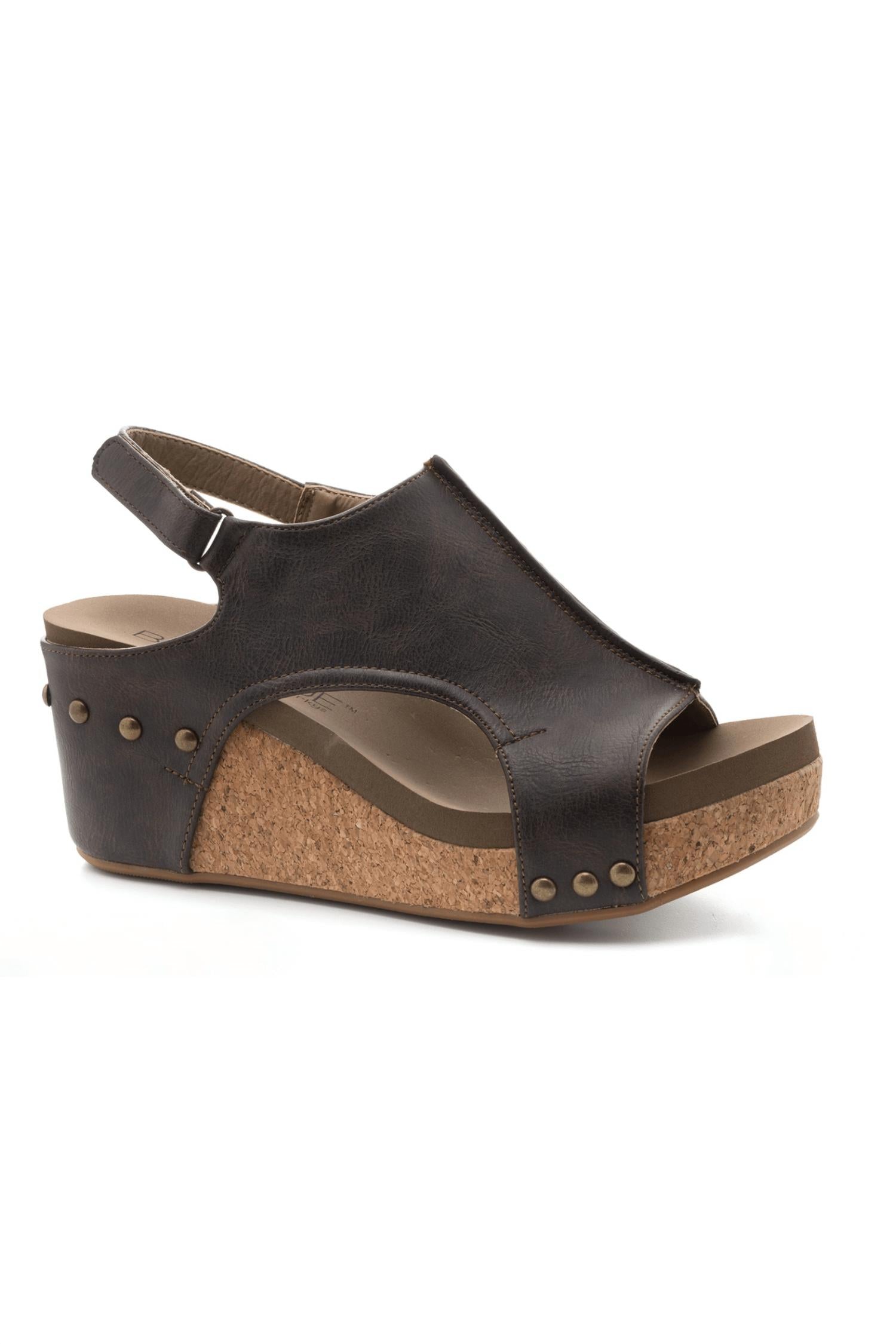 Босоножки на пробковой танкетке цвета «Гладкий шоколад» Corkys Footwear, цвет smooth chocolate
