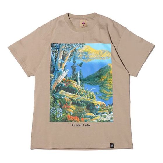 

Футболка Nike ACG Crater Lake Sports Printing Pattern Round Neck Short Sleeve Khaki, хаки