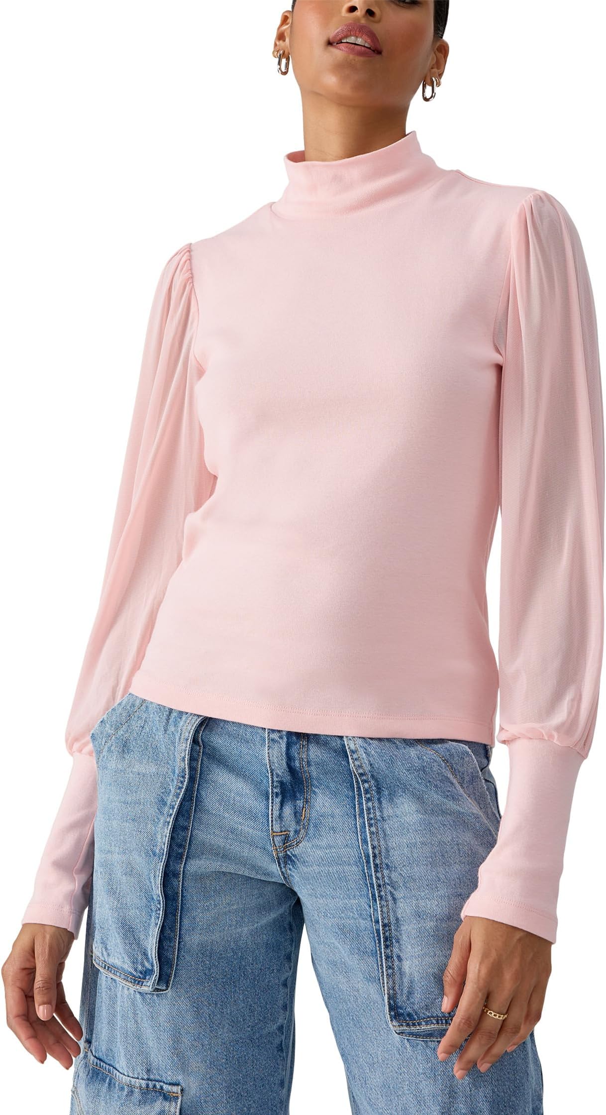 

Топ Sanctuary On My Mind Mesh Sleeve Top, цвет Porcelain Pink