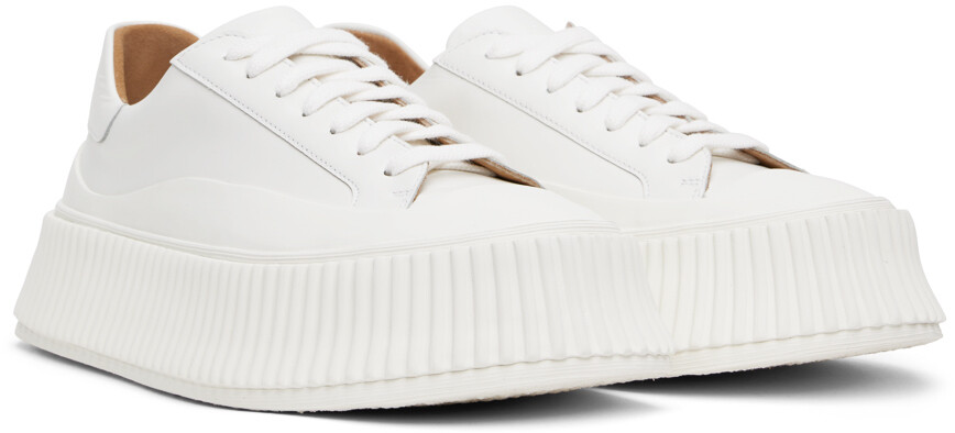 Белые низкие кеды на платформе Jil Sander, Porcelain — фото 4