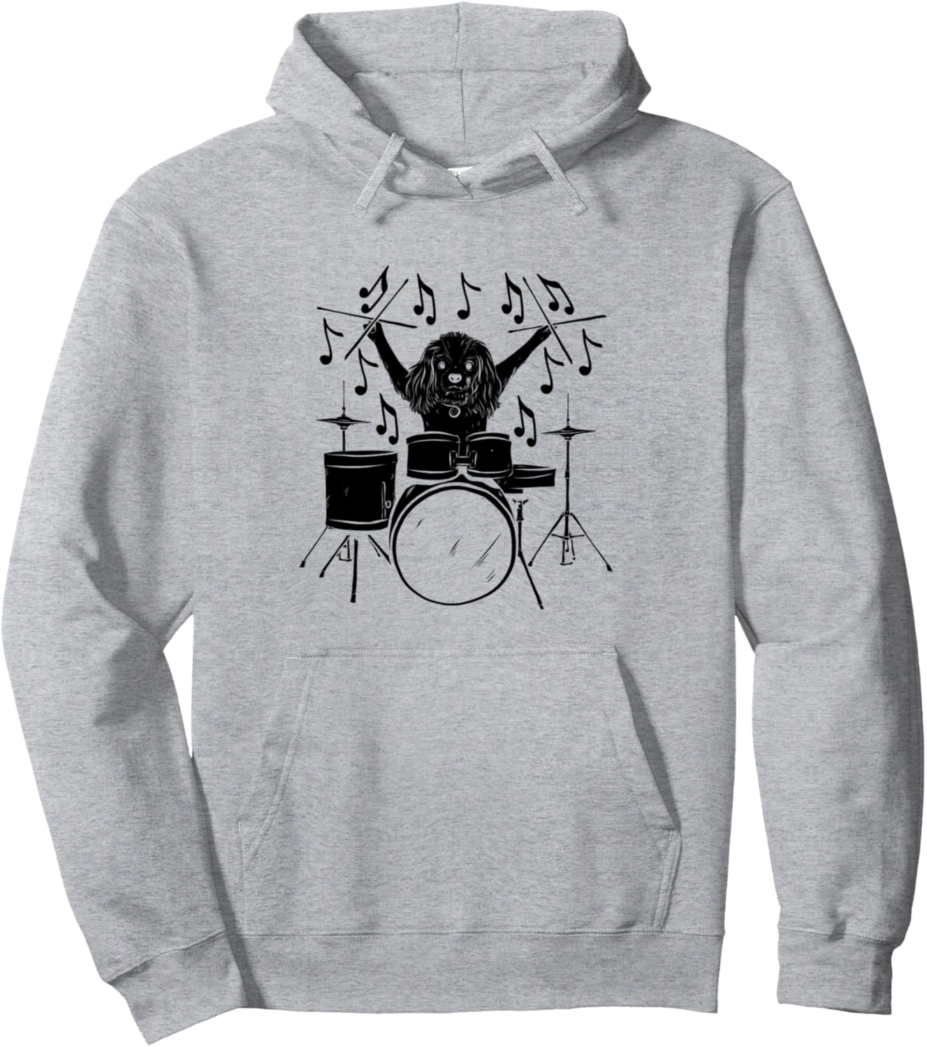 

Собака-барабанщик, барабанщик, музыкант, играющий на собачьих барабанах, толстовка с изображением барабанов и музыкальных нот Drummer Dog Lover & Dog Owner, серый