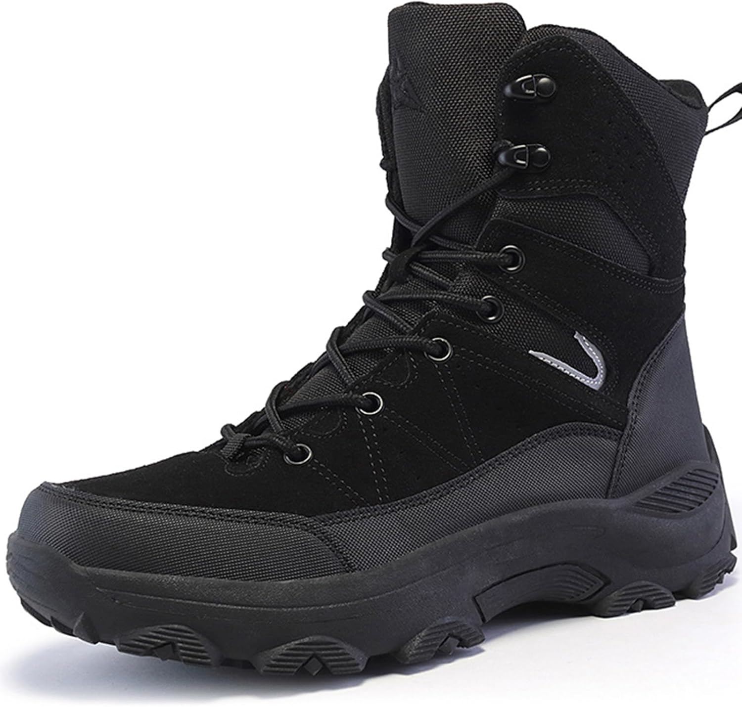 

Мужские водонепроницаемые тактические ботинки QEOSNBX с боковой молнией, военные боевые ботинки, легкие, противоскользящие, для мотоцикла, походов и пустыни, черный