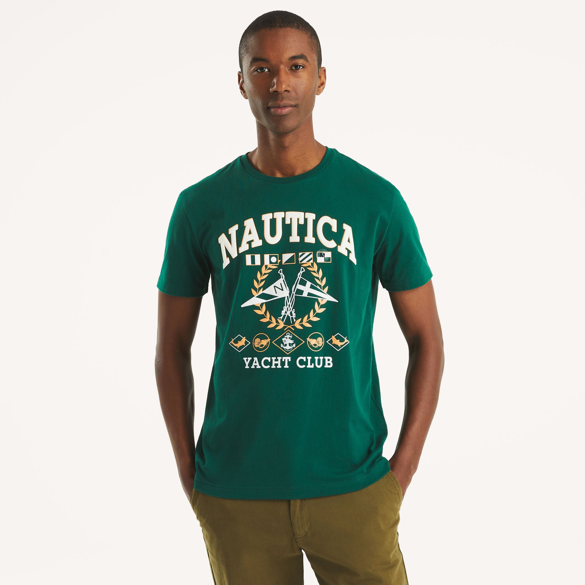 

Футболка с рисунком яхт-клуба Nautica Mens, цвет hunter green