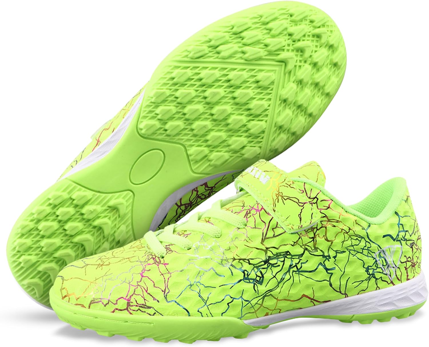 

Футбольные бутсы Vizari Zodiac Turf с застежкой-липучкой для мальчиков и девочек, Детские футбольные бутсы с формованной резиновой подошвой для искусственного газона, Прочные и удобные для игры в футбол на открытом воздухе, зеленый