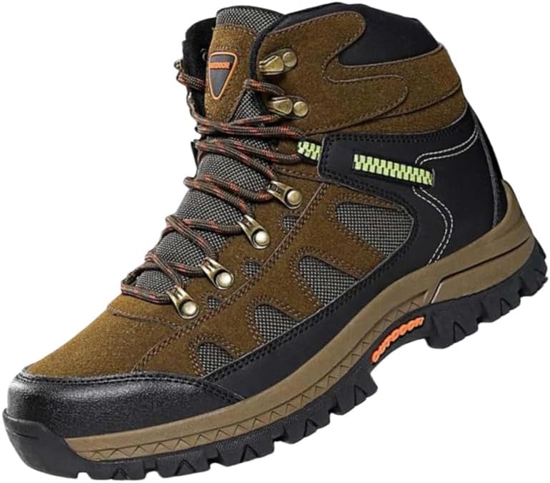 

Мужские зимние большие кроссовки для активного отдыха с высоким голенищем - противоскользящие и прочные - подходят для альпинизма и путешествий Fmshi, коричневый