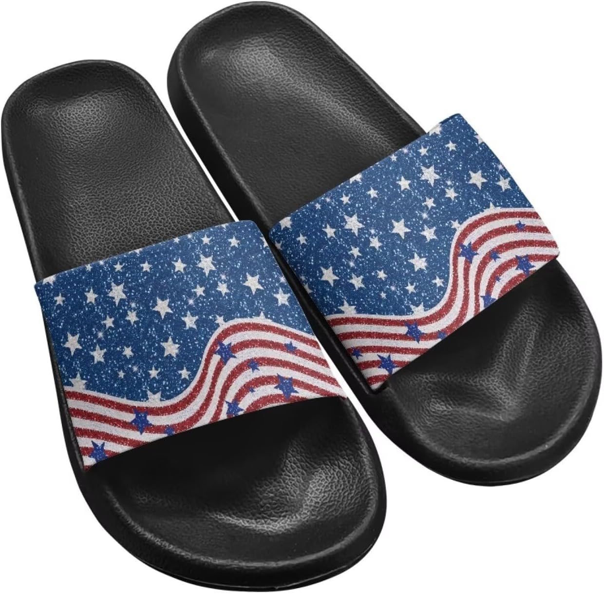 

Тапочки для женщин и мужчин, нескользящие, быстросохнущие, для душа, сандалии для ванной комнаты, плоские сандалии из ЭВА Hechitok, American Flag Print