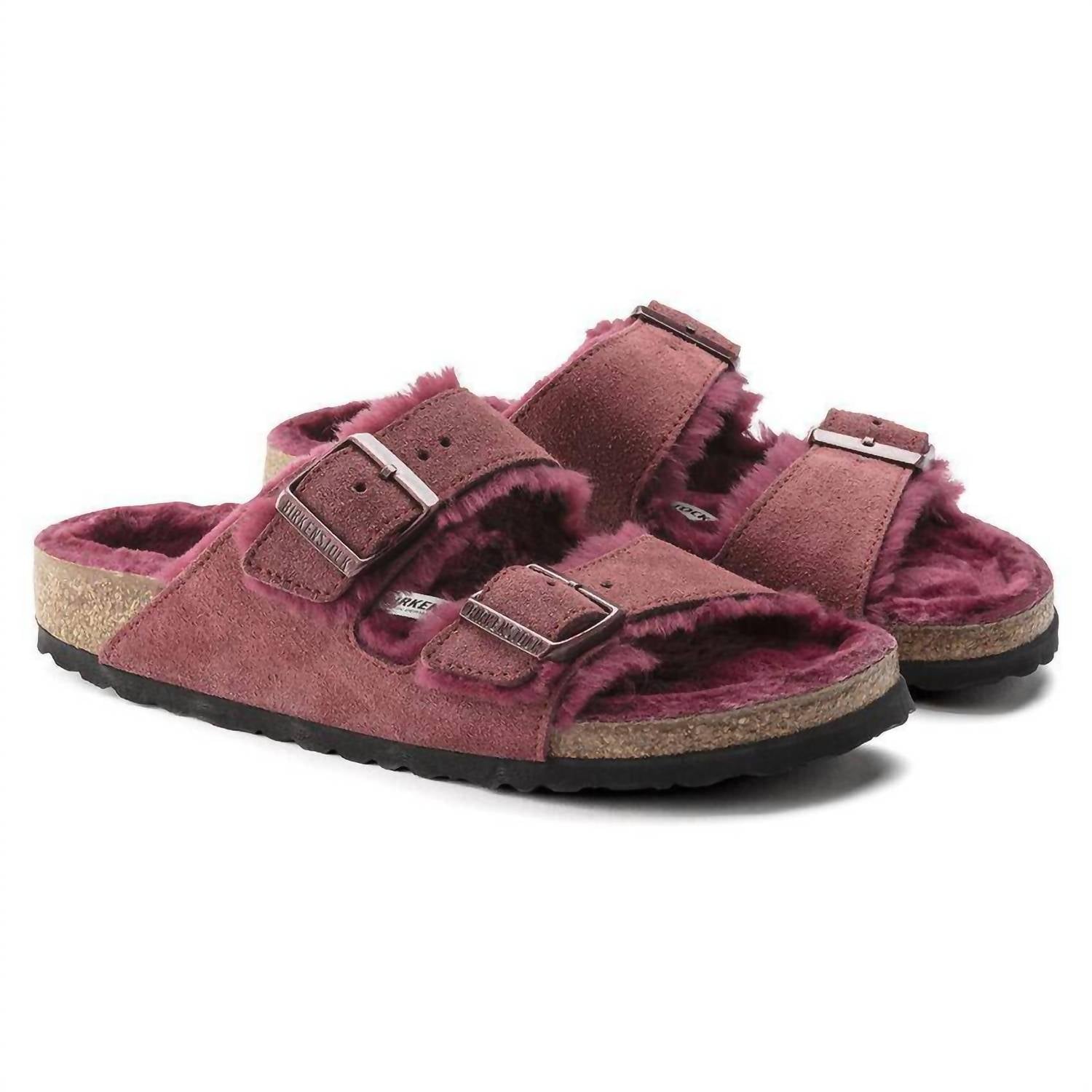 Women's Arizona Fur Shearling Sandal In Maroon Birkenstock — фото 2