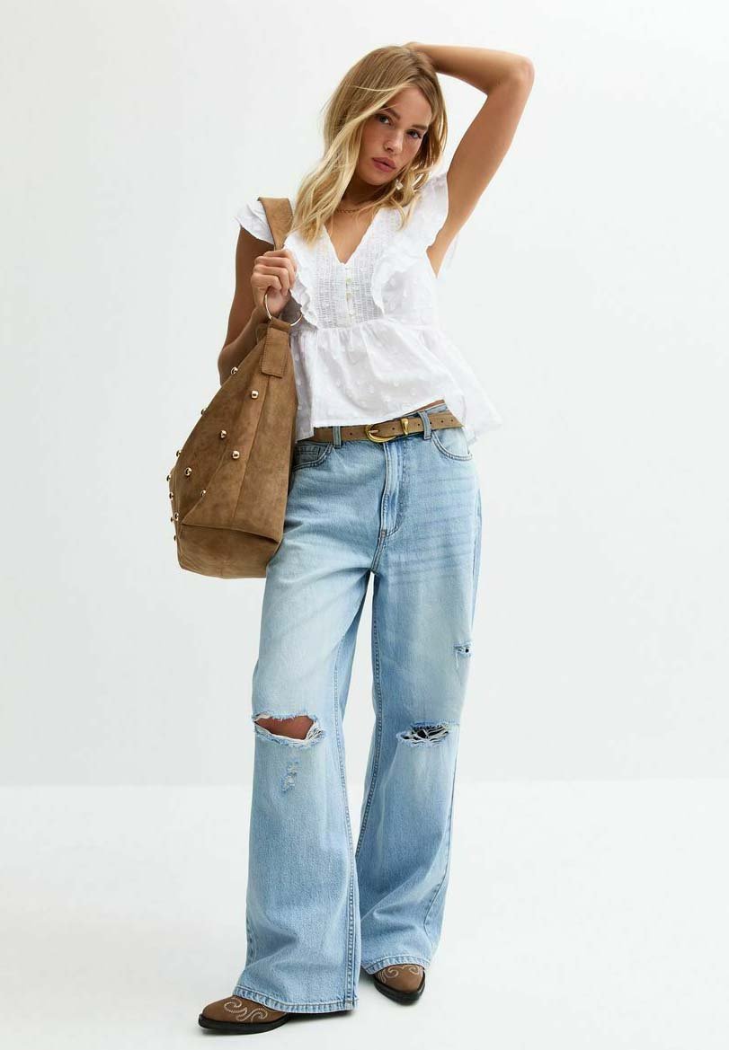 

Блуза FRILLY TRIMMED V-NECK New Look, белый