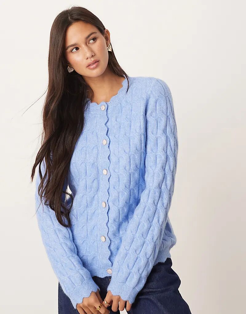 

Кардиган YAS с отделкой в ​​виде фестончатого узора светло-голубого цвета