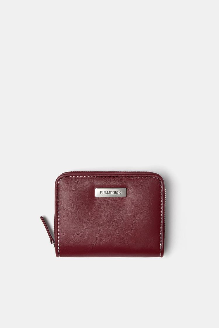 

Кошелек с отстрочкой Pull And Bear, бордовый