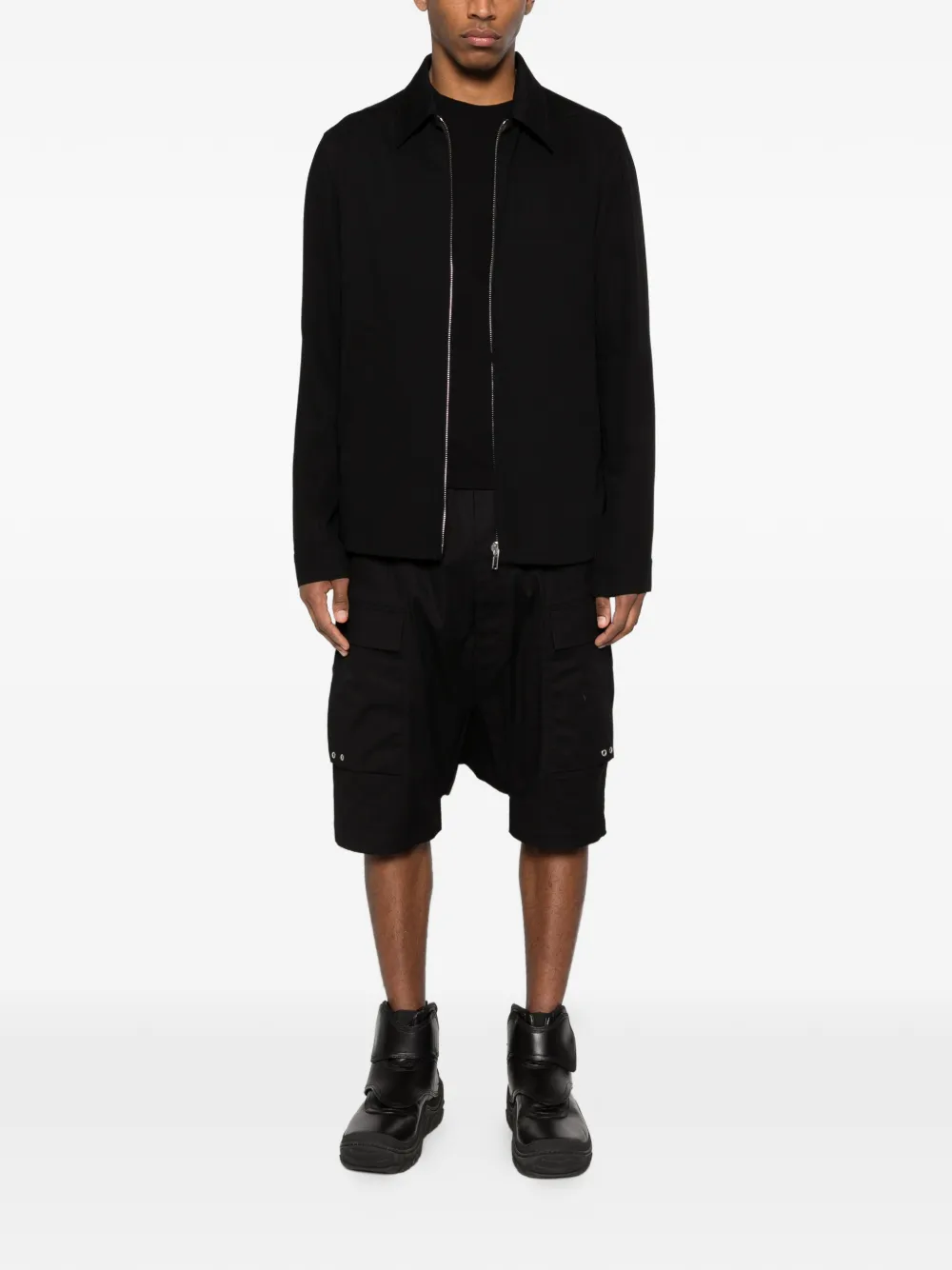 Бомбер с заостренным воротником и длинными рукавами Rick Owens, черный — фото 2