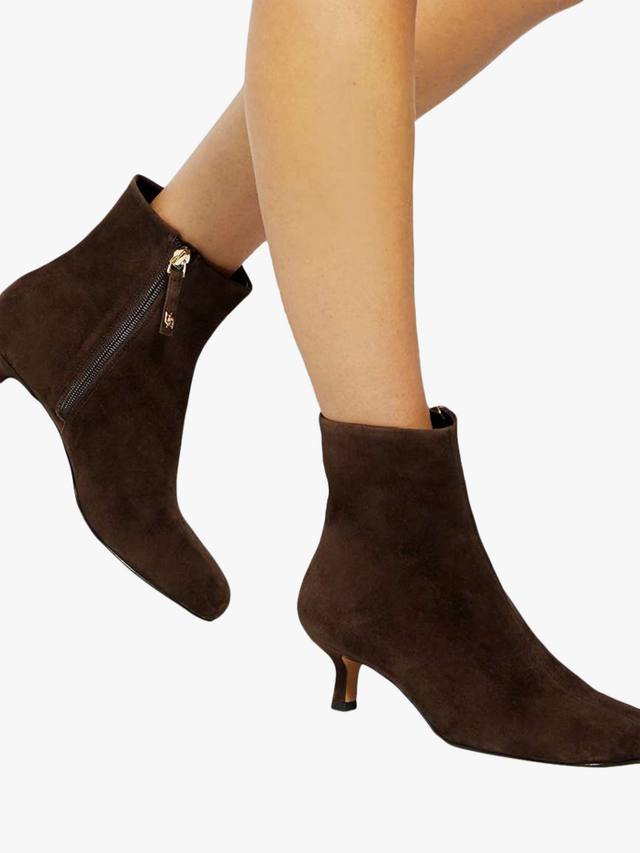 Orina Suede асимметричные ботильоны на каблуке kitten heel Dune London, Brown — фото 2