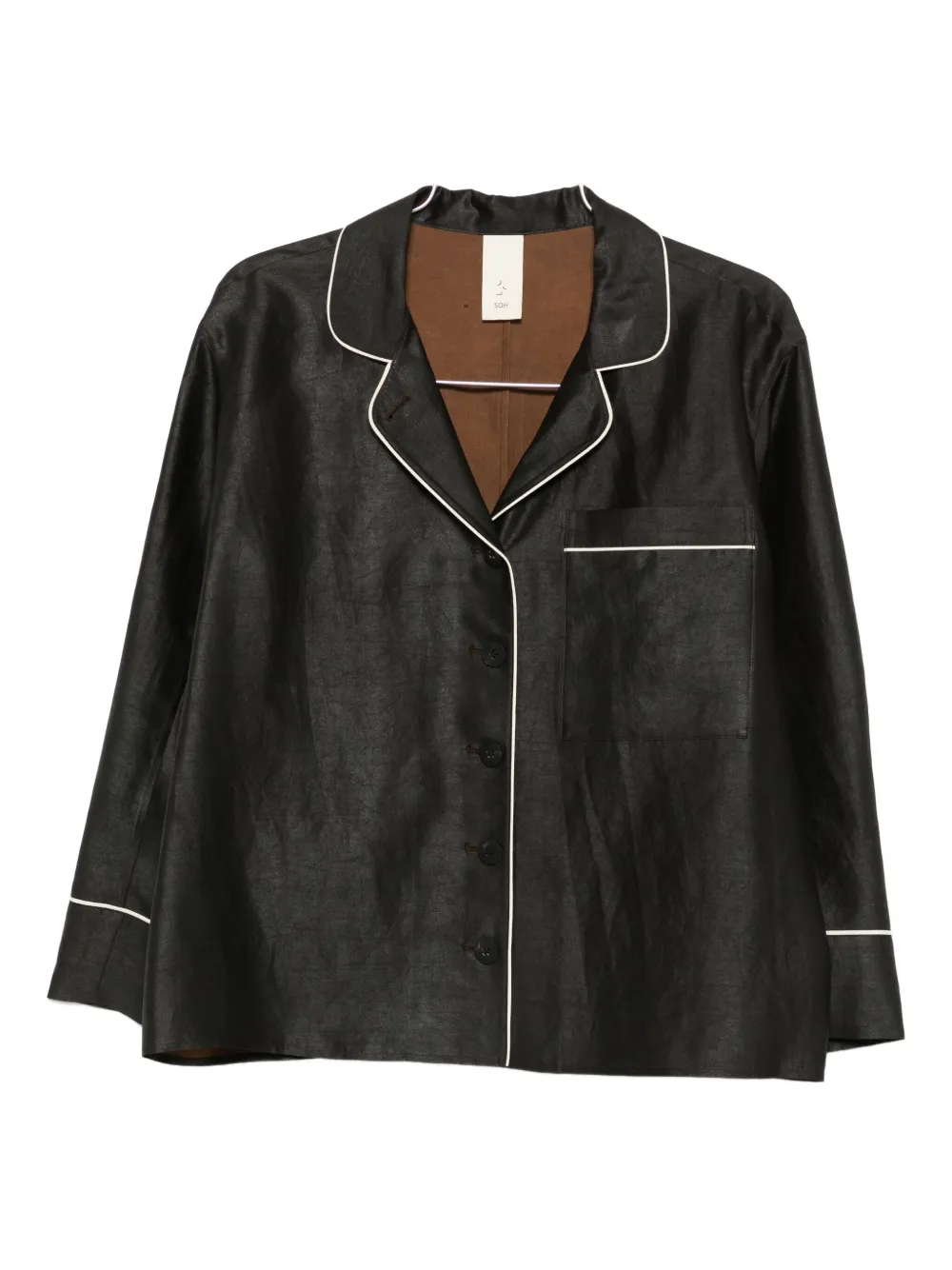 

Рубашка с отделкой кантом и пуговицами SOH, черный