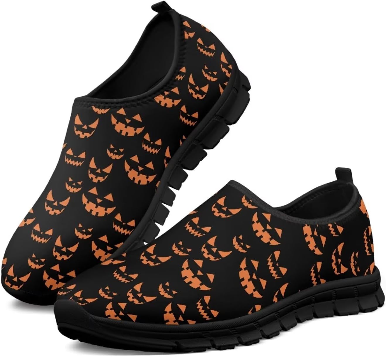 

Мужские слипоны кроссовки легкие повседневные для путешествий прогулок, плоские удобные низкие спортивные туфли для улицы и бега, размеры США 5-14 Qoiuvncy, Halloween Pumpkin Spooky Face