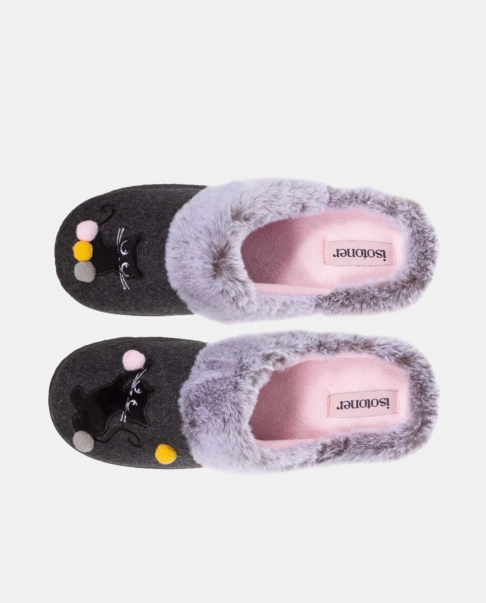 Домашняя тапочка-сланец эргономичная для кошек Isotoner, темно-серый — фото 3
