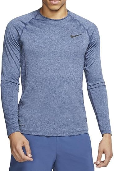 

Мужская тренировочная футболка Nike Pro Fitted с длинным рукавом, Heather Blue, Синий, Мужская тренировочная футболка Nike Pro Fitted с длинным рукавом, Heather Blue