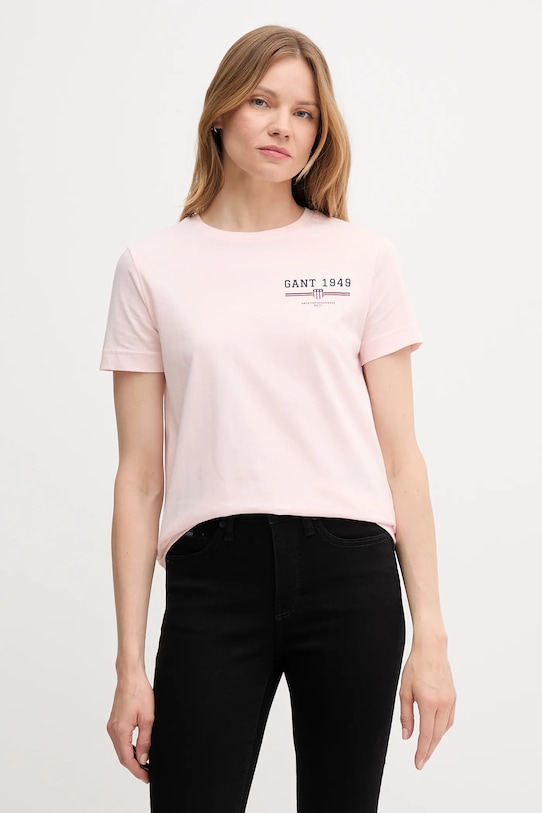 

Хлопковая футболка Gant, розовый