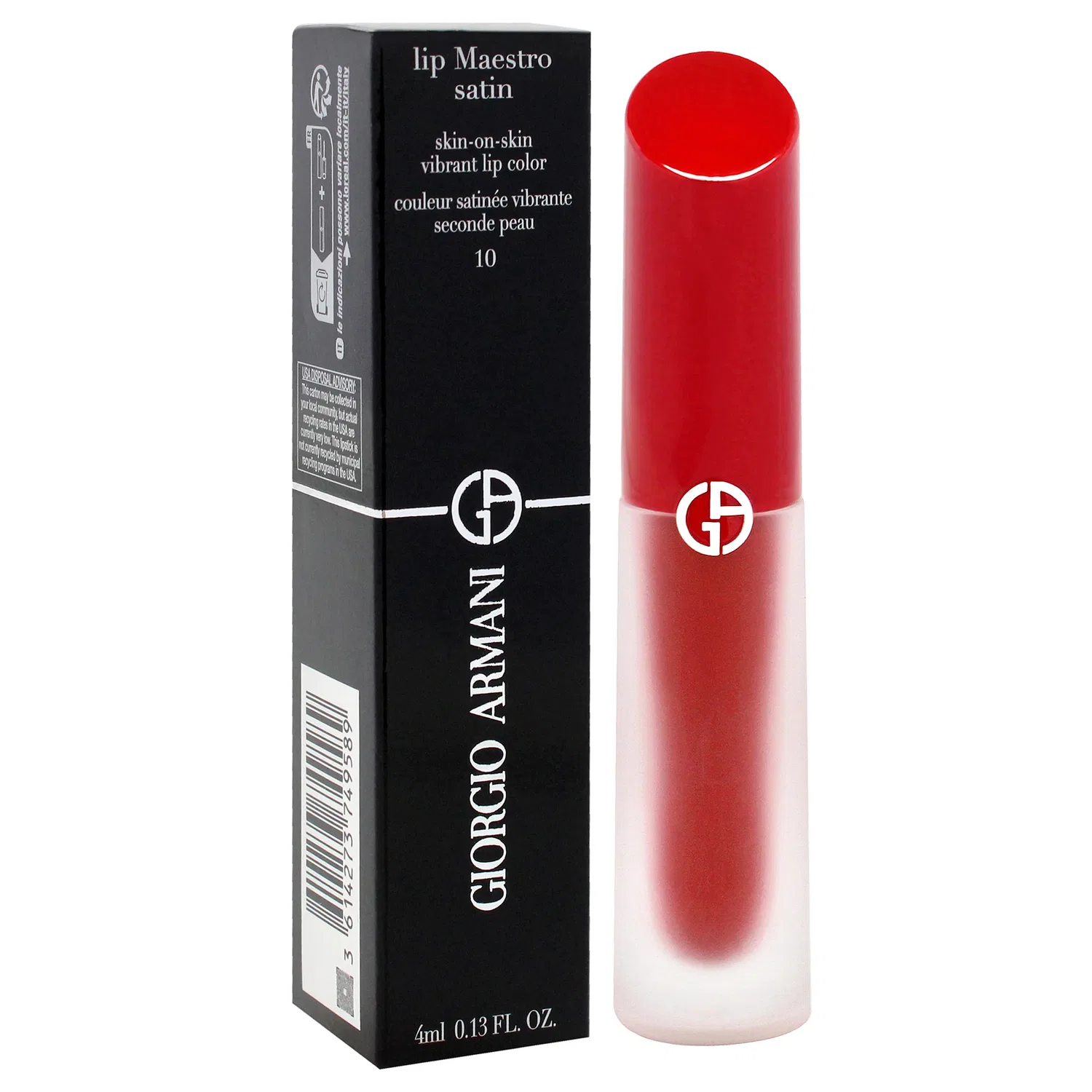 Стойкая сатиновая помада Lip Maestro - 10 In Love от Giorgio Armani для женщин - 0,13 унции, красный — фото 3