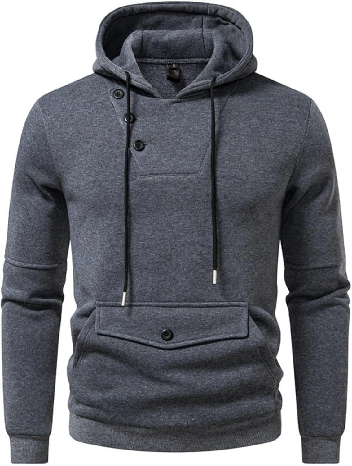 

Мужская толстовка с капюшоном на пуговицах, теплая, с карманом