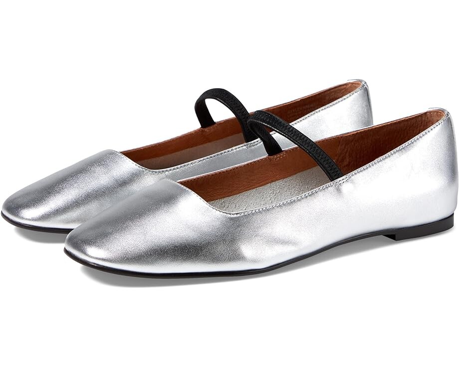 

Туфли на плоской подошве Madewell The Greta Ballet Flat in Metallic Leather, серебряный, Серый, Туфли на плоской подошве Madewell The Greta Ballet Flat in Metallic Leather, серебряный