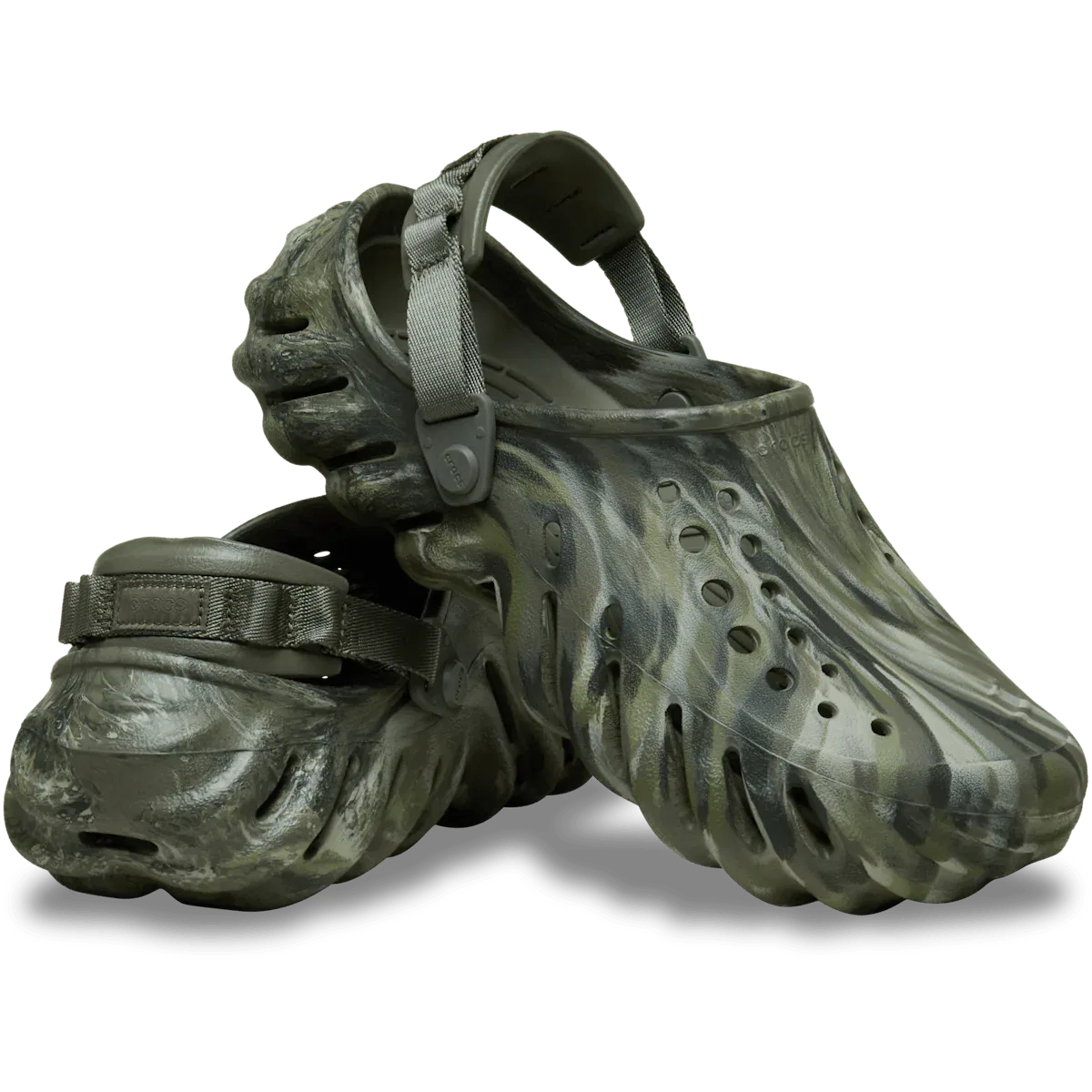 Эхо Мраморные Сабо Crocs, пыльно-оливковый/мульти — фото 2