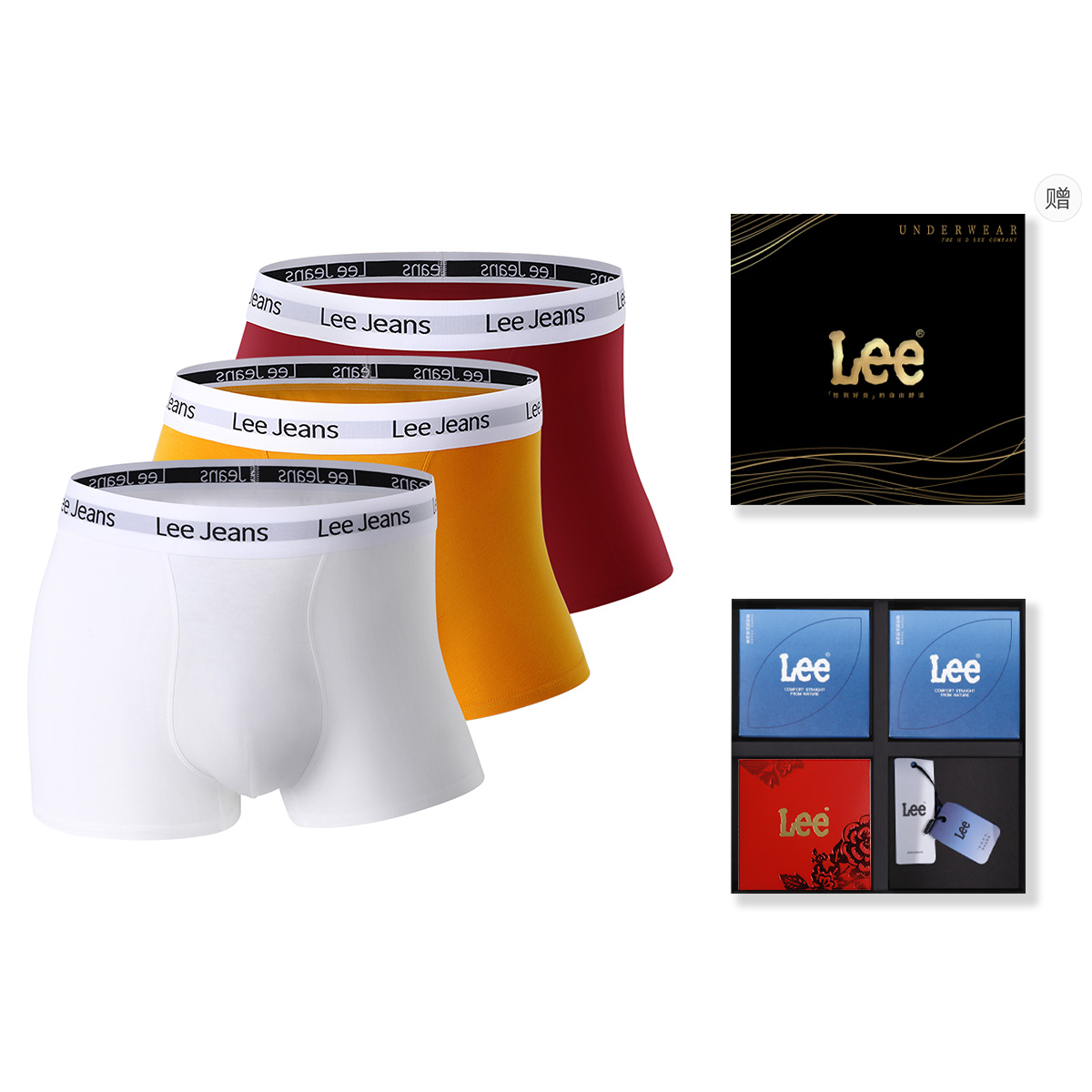 

Комплект мужских трусов подарочный набор Lee, красный