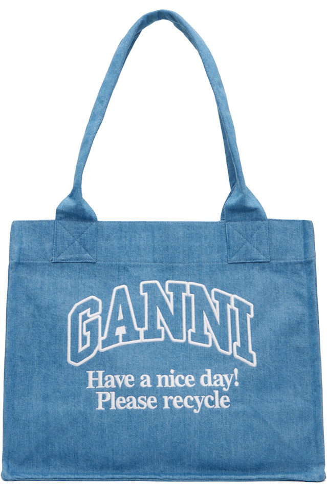 

Джинсовая сумка-шопер Ganni, цвет denim
