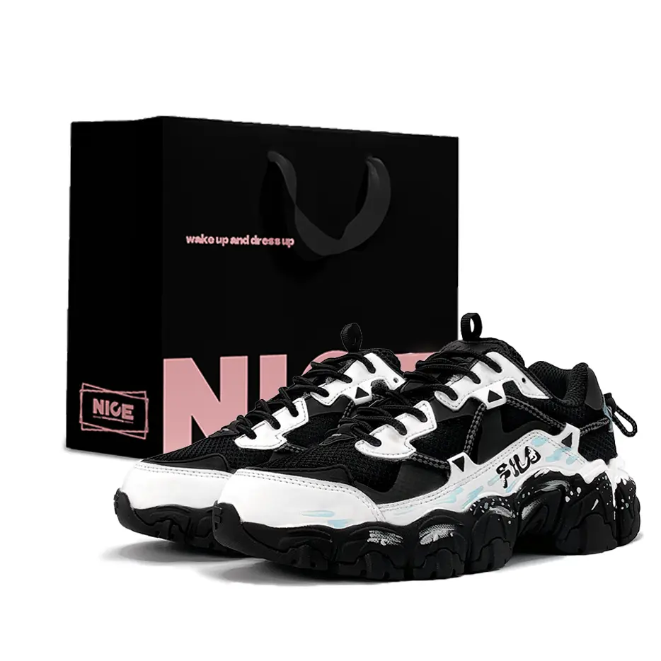 

Флуид блю фрост отражающие снег высота увеличивающая лоу топ массивные кроссовки unisex розовый black FILA, синий белый