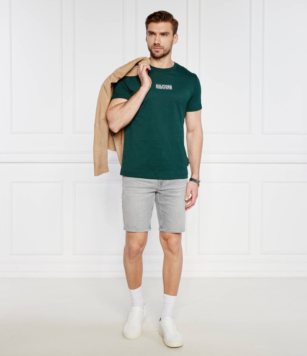 Футболка Tommy Hilfiger Slim Fit, цвет verde bottiglia — фото 2